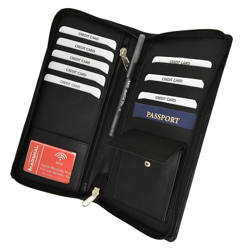 [08] ベルロイ Travel Wallet RFID保護 Black Travel Wallet: Leather RFID Passport Holder, Cover & Sleeve